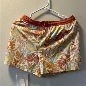 Kids Floral Elastic-Waist Shorts - Orange & Cream